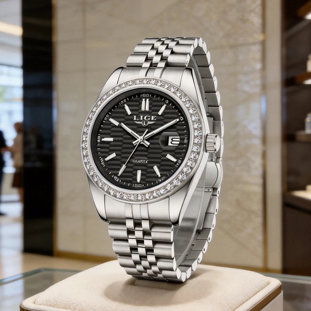 

LIGE Men's Quartz Watches Luxury Stainless Steel Watch Waterproof Luminous Date Wristwatch Casual for Male Clock