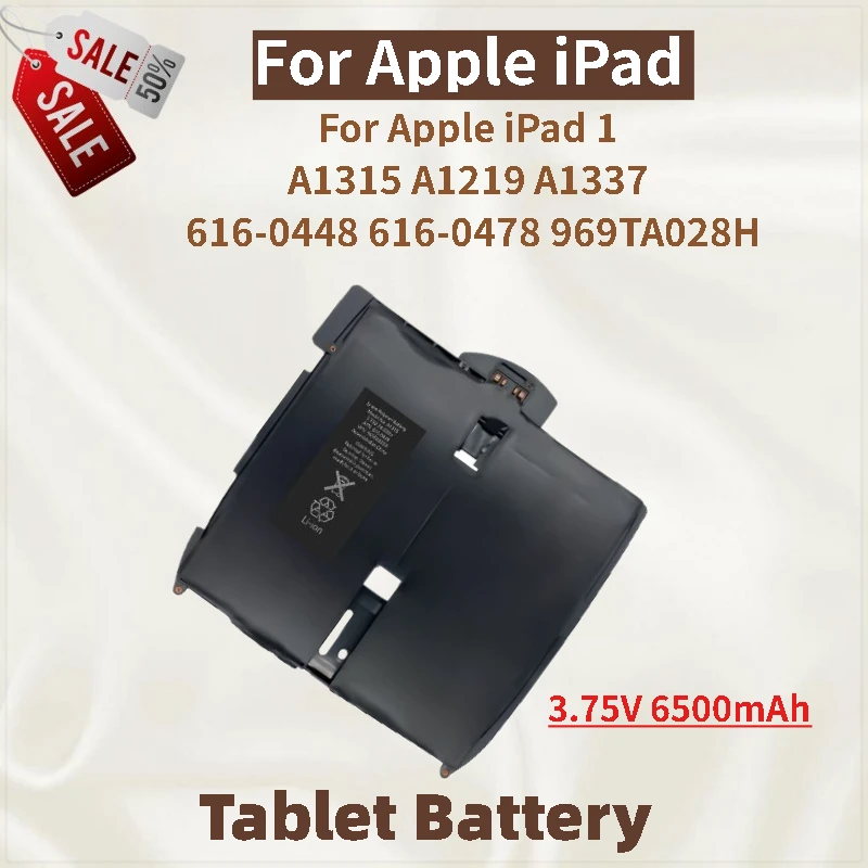 

Аккумулятор для планшета большой емкости 3,75 В, 6500 мАч для Apple iPad 1 A1315 A1219 A1337 616-0448 616-0478 969TA028H Сменный аккумулятор