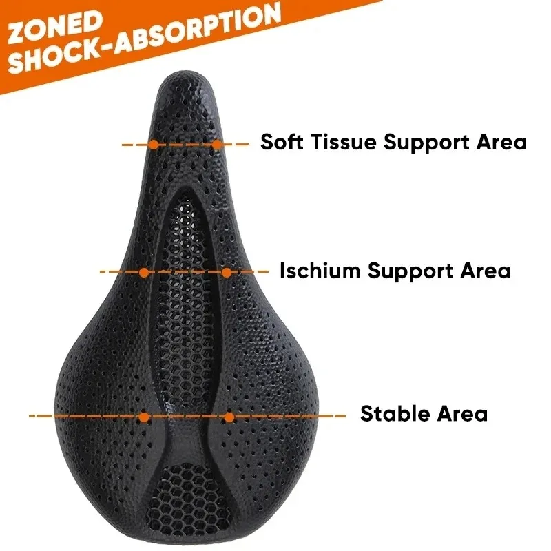 BUCKLOS 3D Printed Carbon Fiber Bike Saddle Ultralight Hollow Design with Zoned Lattice Support for MTB/Road Cycling Comfort​