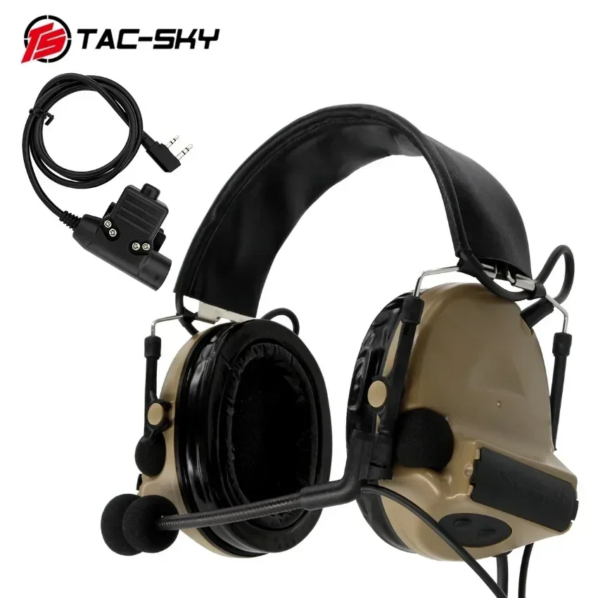 TAC-SKY Tactical Headset COMTA II Hearing Protection Noise Reduction Airsoft Headphone Electronic Shooting Earmuff With U94 PTT