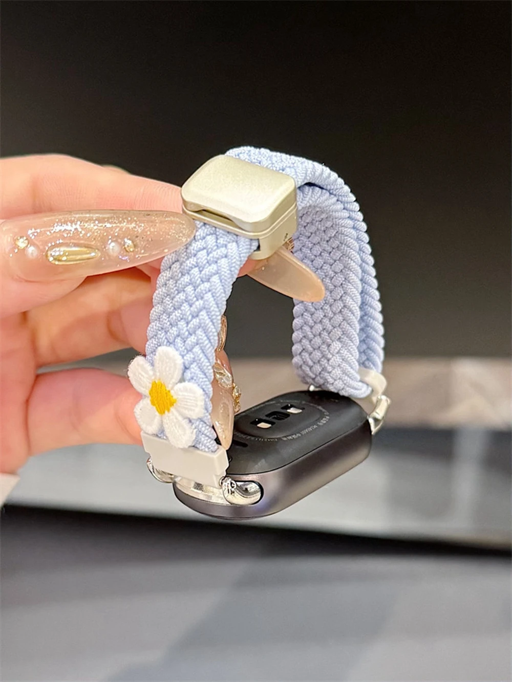 New Flower Elastic magnetic Nylon loop For Xiaomi Band 10 9 8 NFC Strap