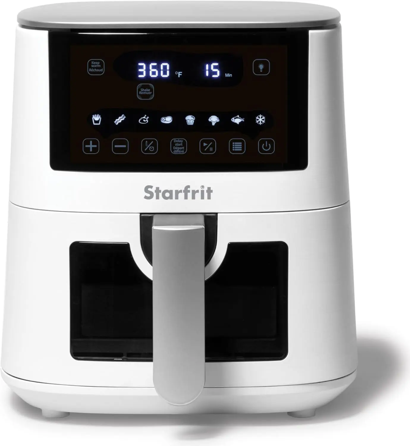 

Electric Digital Air Fryer 4.2L Capacity Ceramic NonStick Surface 8 Preset Functions Viewing Window 1400W