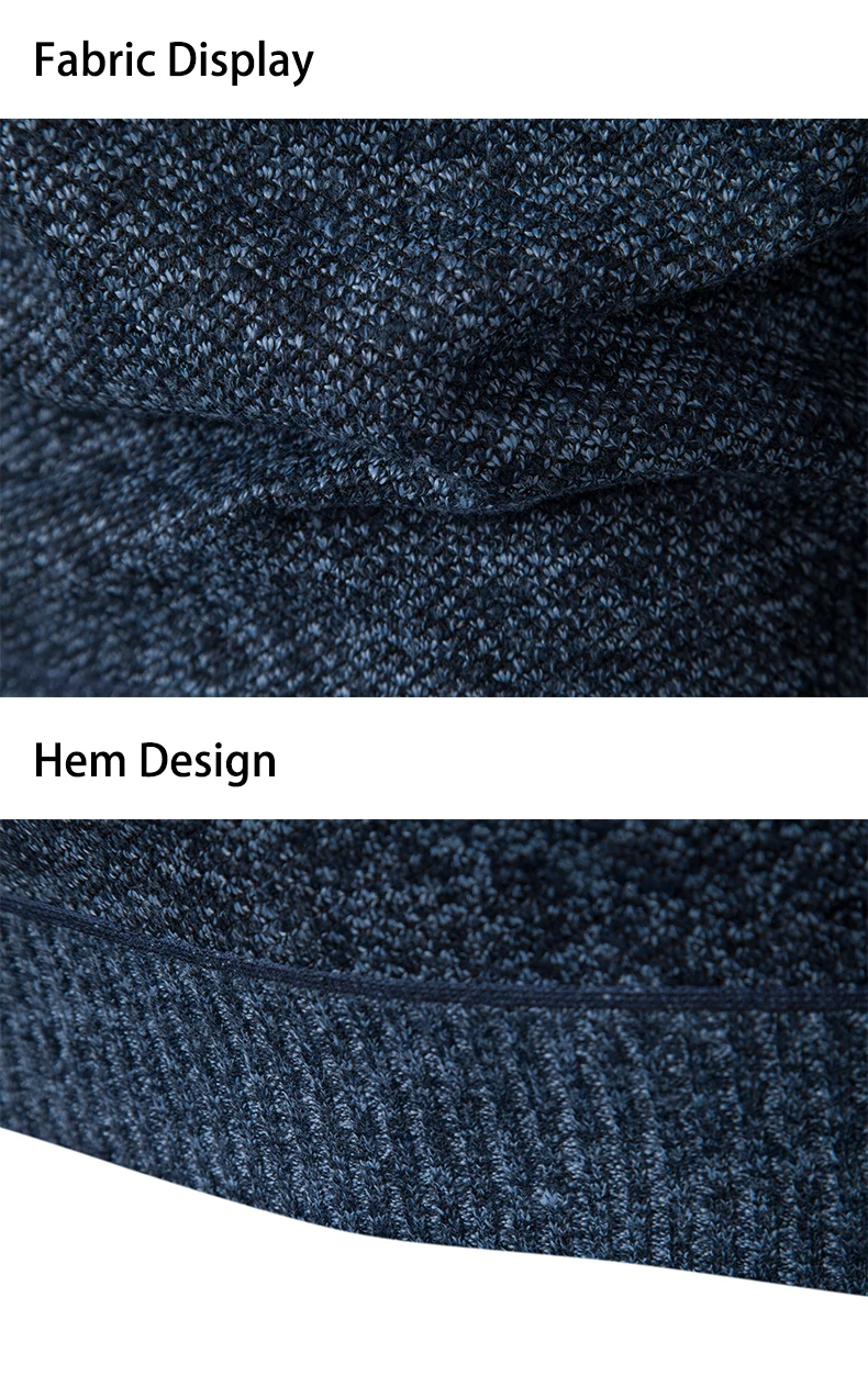 Herren Pullover Herbst und Winter neue Strickwaren einfarbig mit einem unteren Hemd greifen Fleece warmen und bequemen Pullover – Detail 19