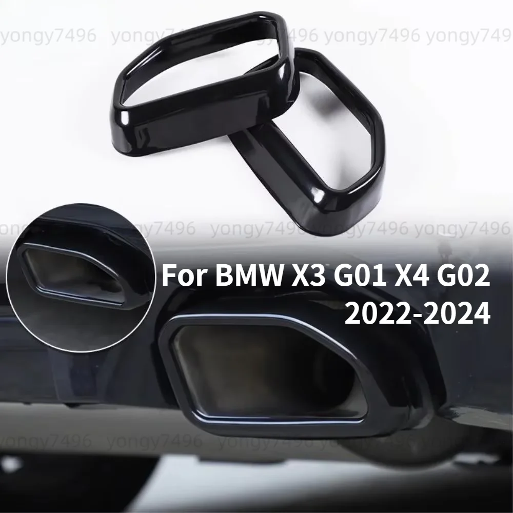 

Car Upgrade For BMW X3 G01 X4 G02 2022-2024 Black Stainless Steel 4-Out Exhaust Tip Muffler Tailpipe Trim Cover Accessories