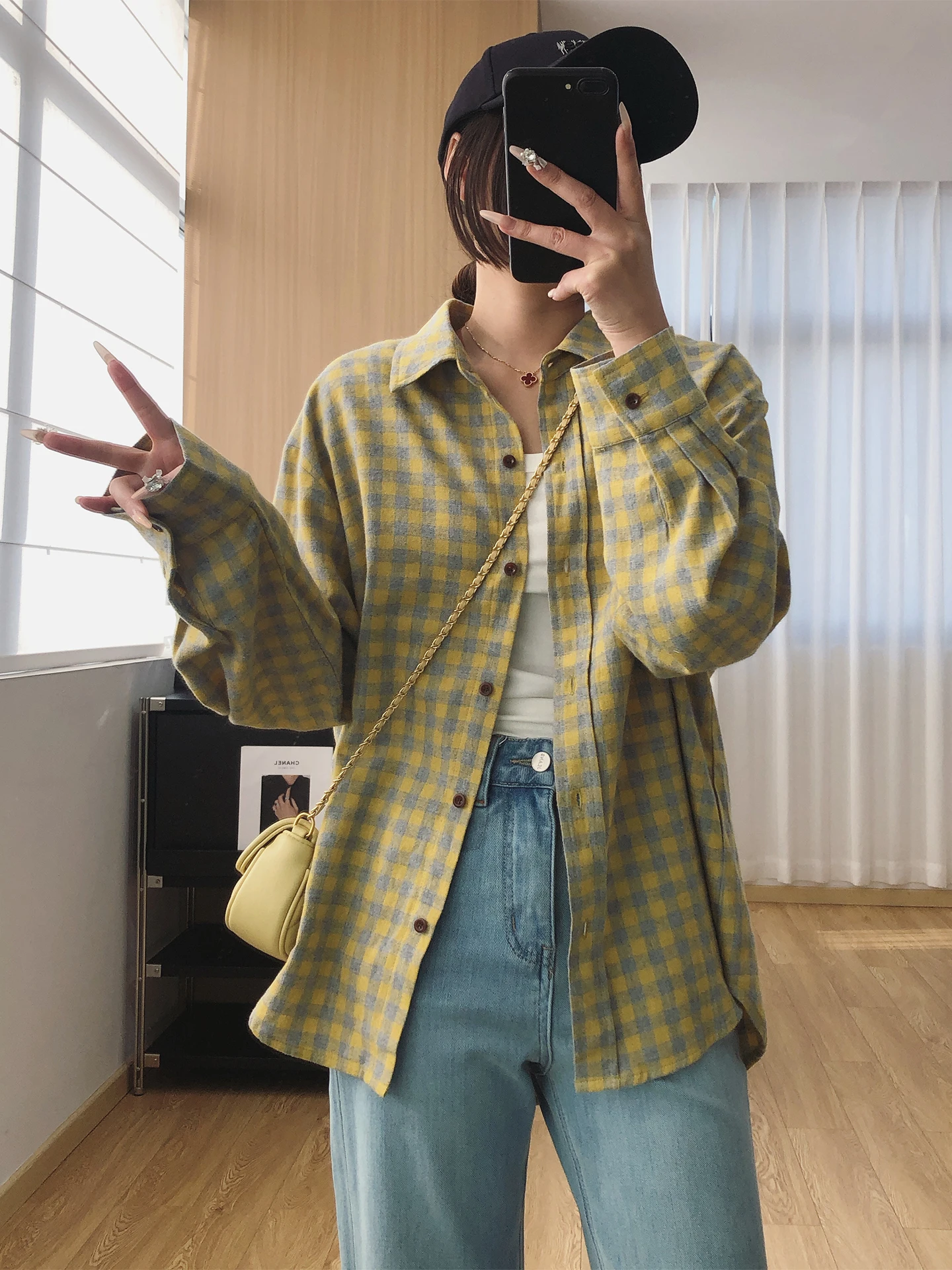 

Retro Plaid Cotton Flannel Loose Long Sve Women's irt Casual Spring Autumn Breathable Comfortable Classic Button up