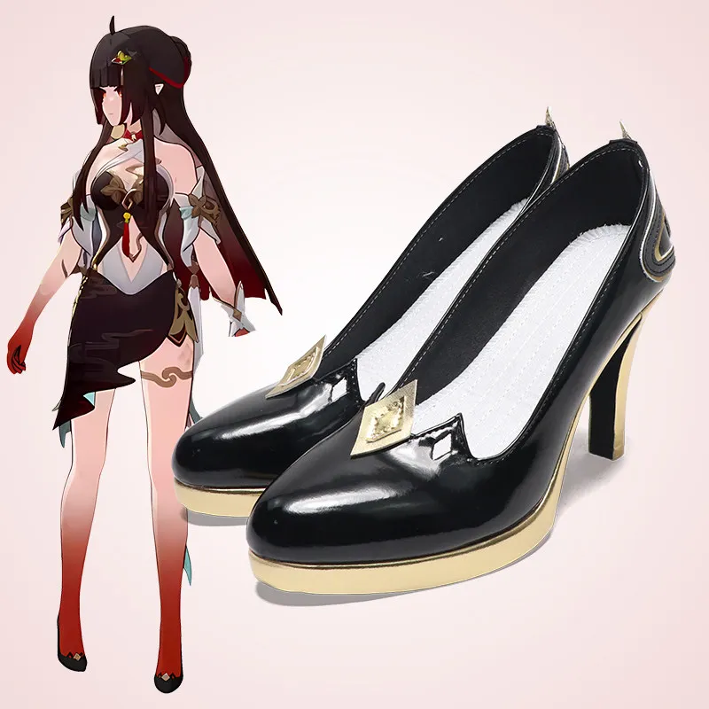 zapatos-de-cosplay-de-anime-honkai-star-rail-lingsha-botas-cortas-de-cuero-pu-con-tacones-altos-negros-para-carnaval-de-halloween
