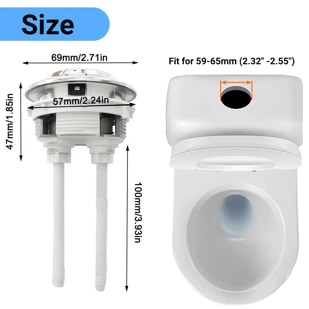 58mm Universal Round Valve Push Button Flush Toilet Seat Water Tank Valve Dual Flush Toilet Water Tank Button Bathroom Parts