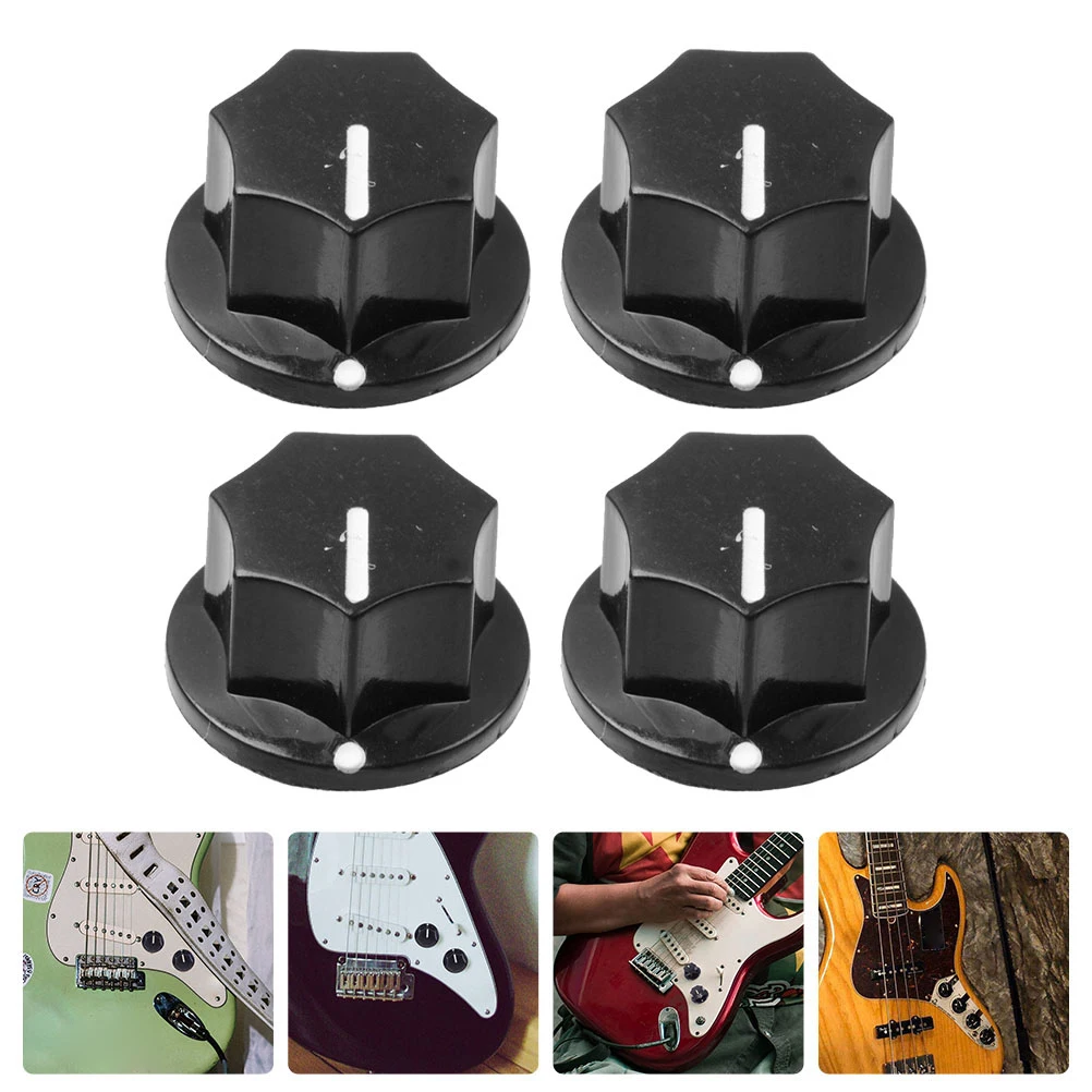 

4 Pcs Electric Guitar Knob Cap Smooth Surface Caps Control Knobs Potentiometer Bass Round Shaft Covers Volume Plastic Practical