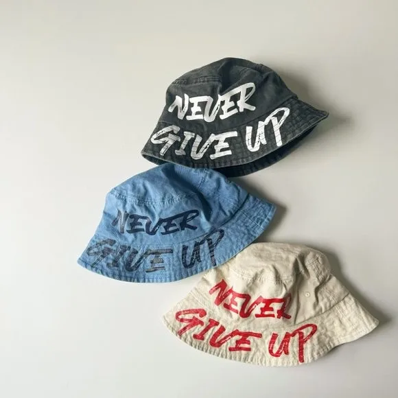 

Летняя шляпа с надписью "Never Give Up" для мальчиков и девочек, с широкими полями, для активного отдыха на природе