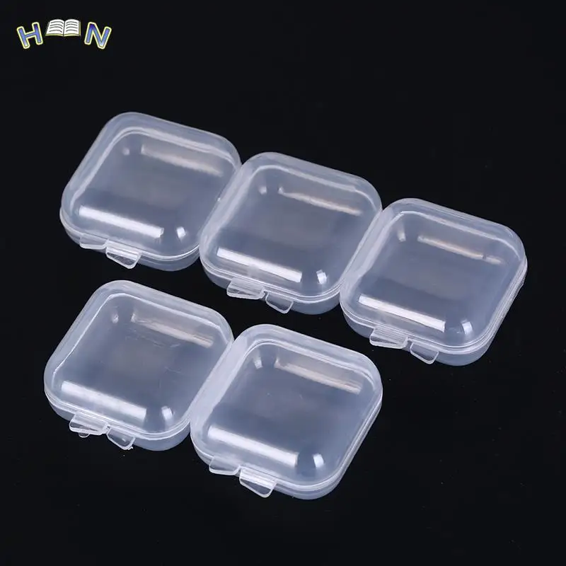 5/10PCS Empty Plastic Clear Mini Empty Square Small Boxes Jewelry Ear Plugs Container Nail Art Decor Diamond Storage Case