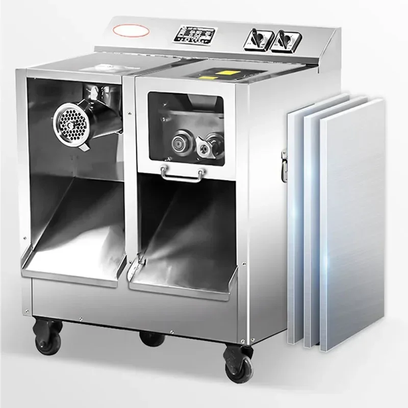 مفرمة اللحم الجديدة واسعة النطاق ماكينة اللحوم عالية الطاقة قطع اللحوم متعددة الوظائف خزان قطع الفولاذ المقاوم للصدأ الكل في واحد ماخ