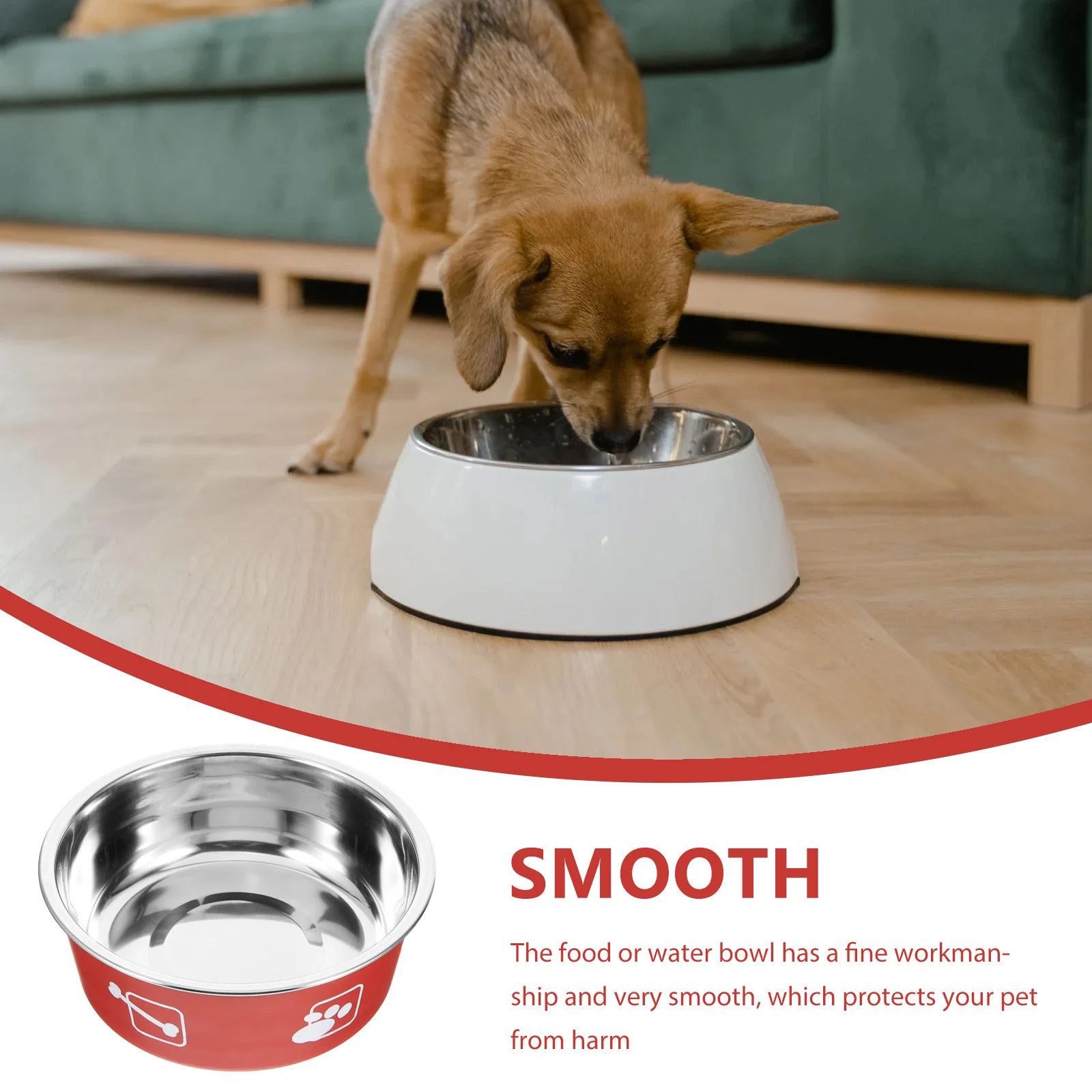 

Stainless Steel Dog Bowl Large Capacity Anti-Skid Pet Feeder Smooth Surface Easy Clean Practical Design Safe Round Edges Stable
