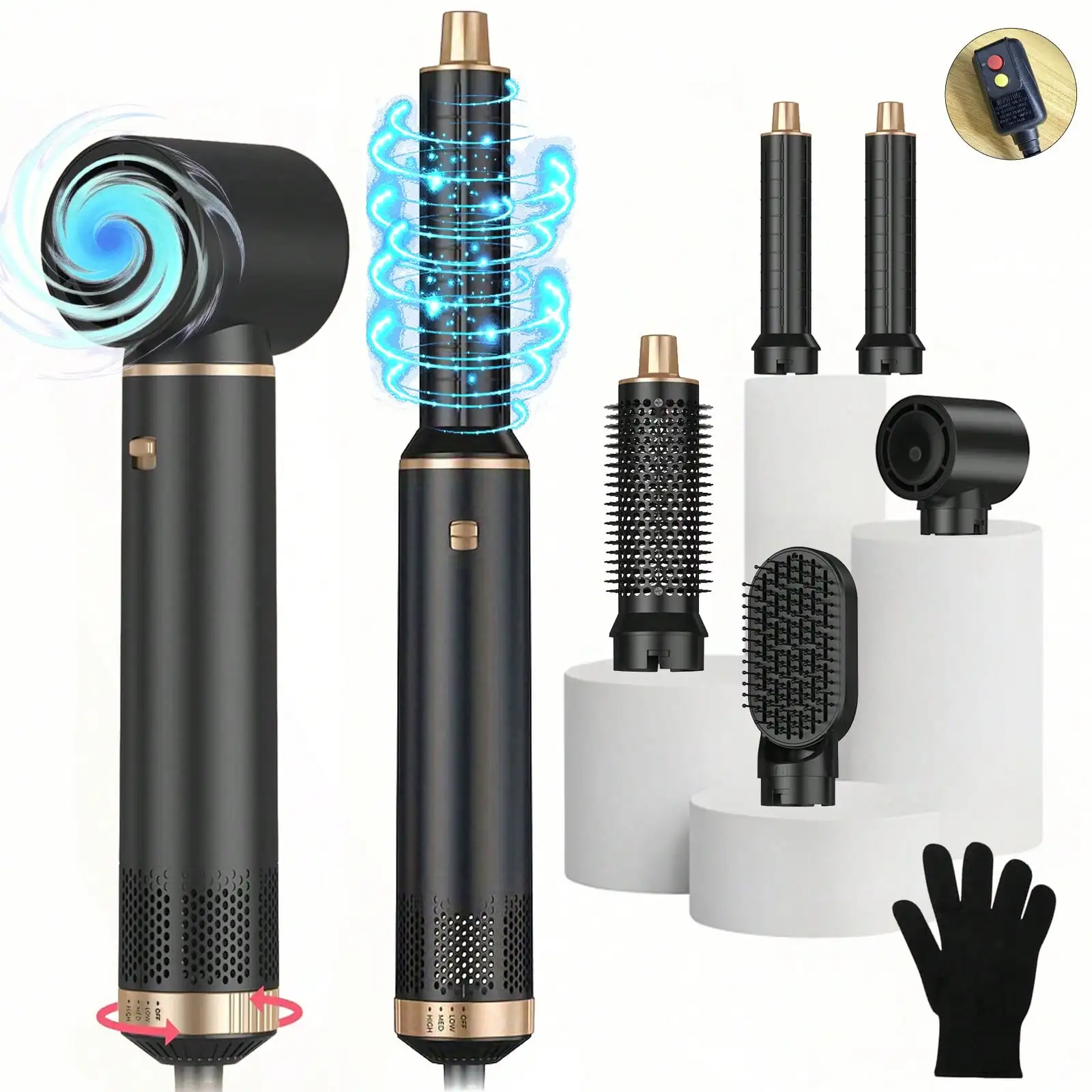 UKLISS 5-In-1 Hot Air Styling Brush Hair Dryer - Ion Hair Care Enhancement, Detachable Structure, Touch Control, Voluminous Hair, Suitable For Wet/Dry Hair, Mother's Day Gift, Valentine's Day Gift, Boyfriend Gift, Valentine's Day Gift, St. Patrick's Day