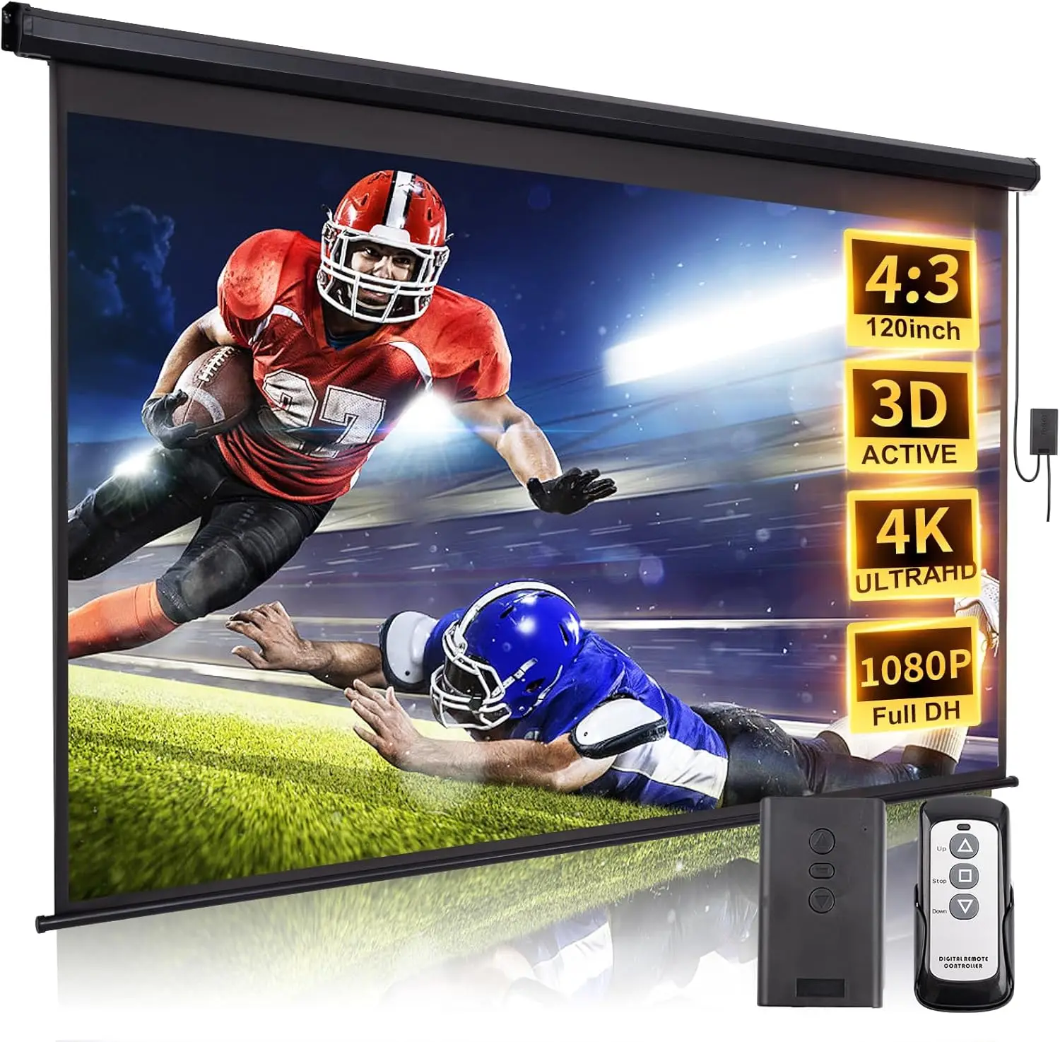 

Motorized Projector Screen 120 Inch 4:3 HD with Remote Control for Home Theater