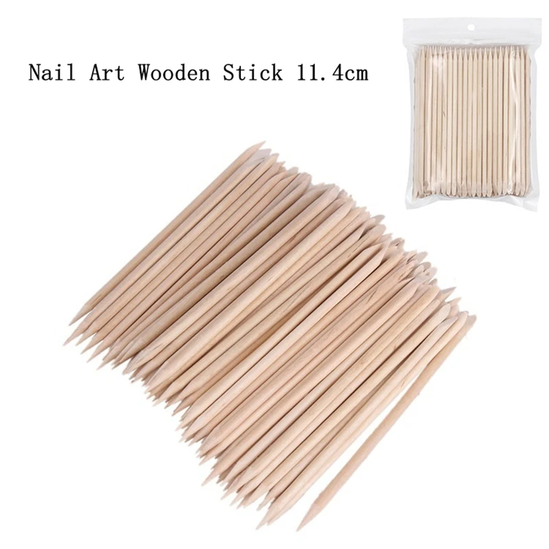 オレンジウッドスティック、角質除去用木製スティック、11.4cm/7.5cm両端オレンジウッドスティック、袋入りラインストーンスティック