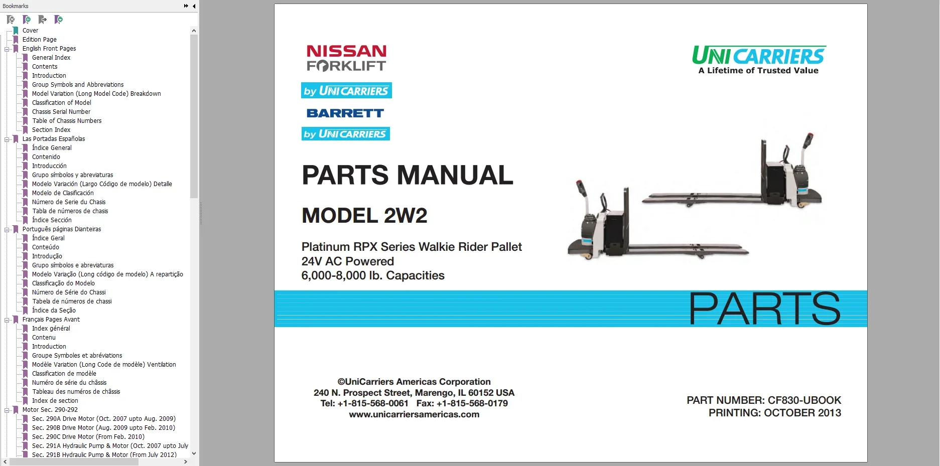 AutoEPC Unicarrier Forklift Claas I - Claas V Parts Catalog & Service Manual