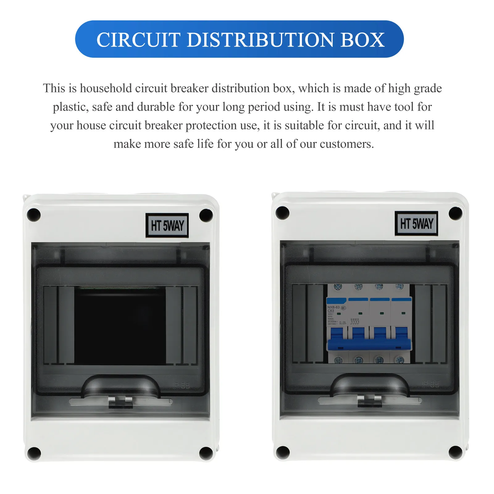 Transparent Frosted Circuit Breaker Distribution Box – Dust-Proof, Easy-Clean, Wall-Mount Indoor Safety Plastic Enclosure