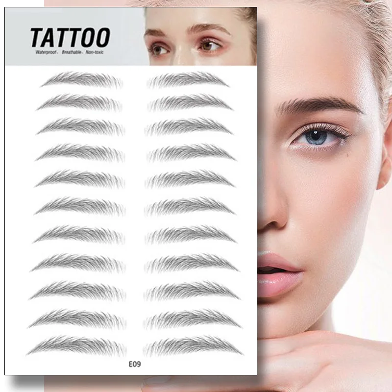 4D Eyebrow Tattoo Sticker Hair-Like False Eyebrows Waterproof Long Lasting Water Transfer Eye Brow Stickers Makeup Cosmetics