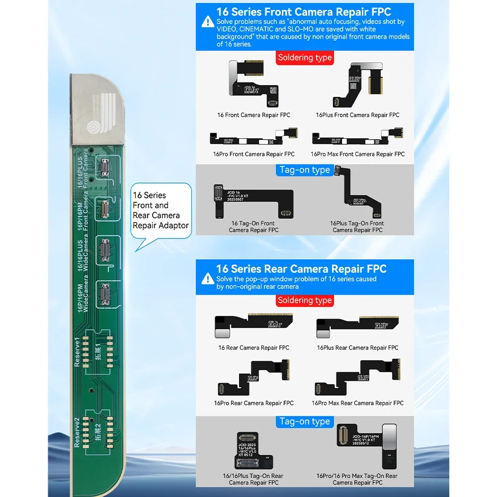 JCID 16 Series Front Camera Rear Camera Repair Board Tag-on FPC Soldering Flex Cable Use With JC V1SE/V1S Pro Programmer - view 5
