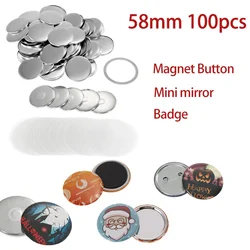 58mm 100 szt. Magnesy do producenta broszka na lodówkę DIY puste przypinki dziurkarka plakietki na guziki Mini lusterko