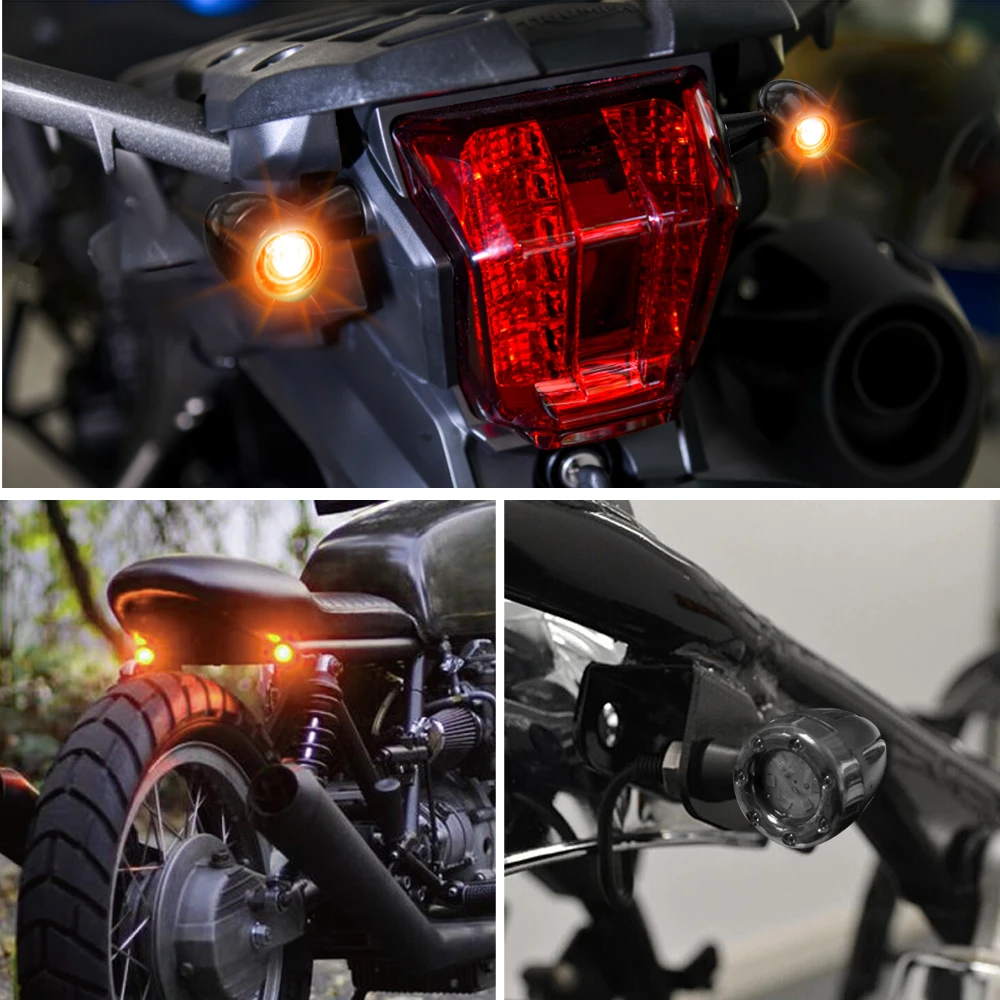 Motorcycle LED Mini Turn Signal Light Bullet Moto Indicators Stop Light led 12V Fit For Harley Chopper Motorbike Scooter