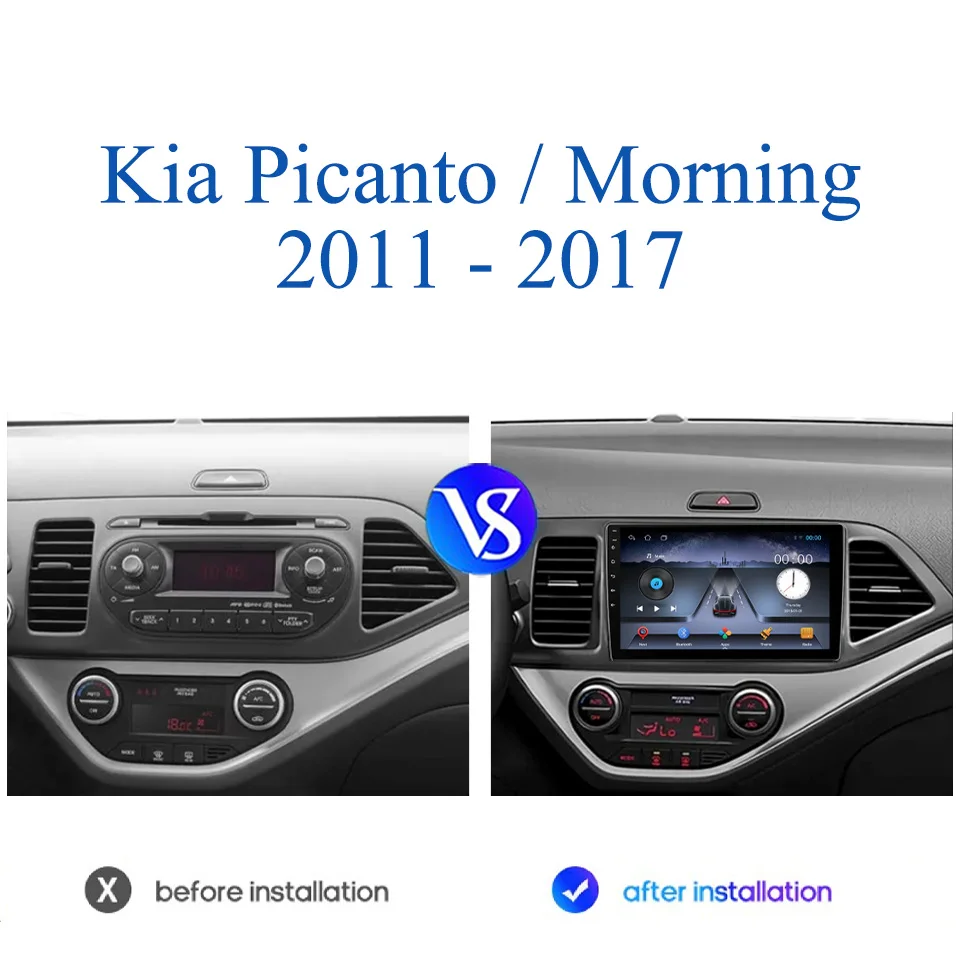 Android14 8G+128G Car Radio Multimedia Video DVD Player For KIA Picanto Morning 2011 2012 2013 2014 2015 2016 2017 GPS Navi Tape