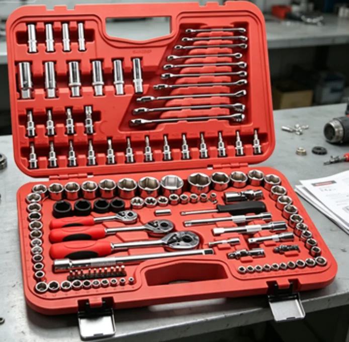 

SK-123SP 123PCS Auto Repair Socket Tool Set Metric SAE Ratchet Wrench Combination Hardware Tool Kit
