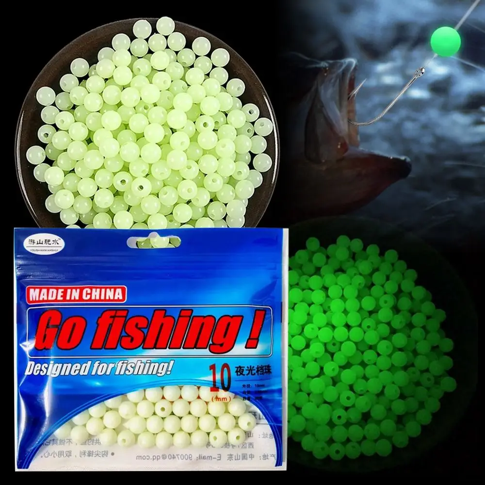 10-400Pcs Stoppers Fishing Soft Floats Beads Hard Rubber Floating Space Beans Luminous Glow 3mm-20mm Luminous Light