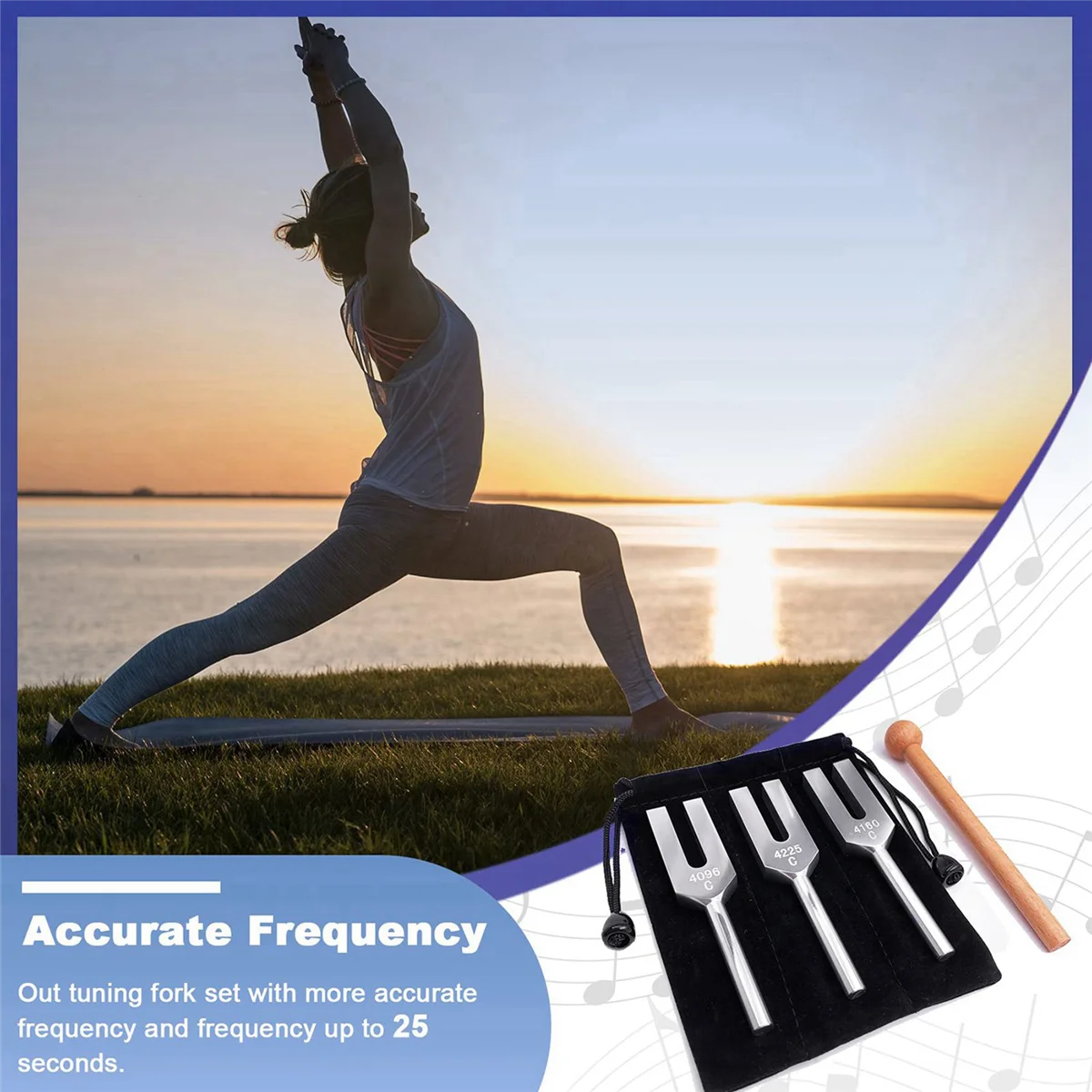 مجموعة شوكة ضبط ABGN 9X 4096 هرتز 4160 هرتز 4225 هرتز مجموعة شوكة ضبط مع المطارق الخشبية وحقيبة ملابس نمط 2