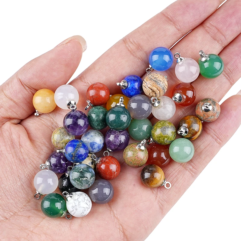 

5pcs/pack 14x10mm Round Pendant Natural Crystal Amethyst Quartz Charms for Jewelry Making DIY Necklaces EarringsAccessories Gift