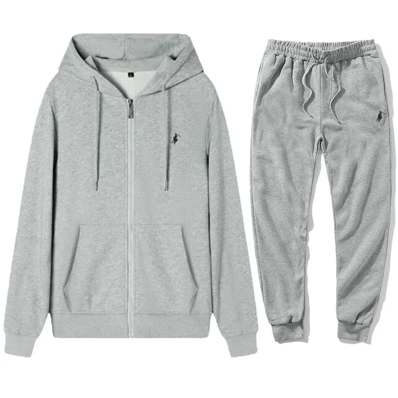 Spring and winter new classic brand men's and women's zipper hoodie and pants set sports fitness jogging casual two-piece set