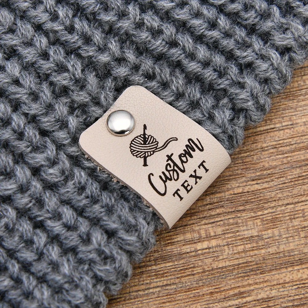 

Leather Tags, Genuine Leather, Knitting Labels, Personalized Fold Labels, Custom Logo, 0.75x2.3 Inches, D516