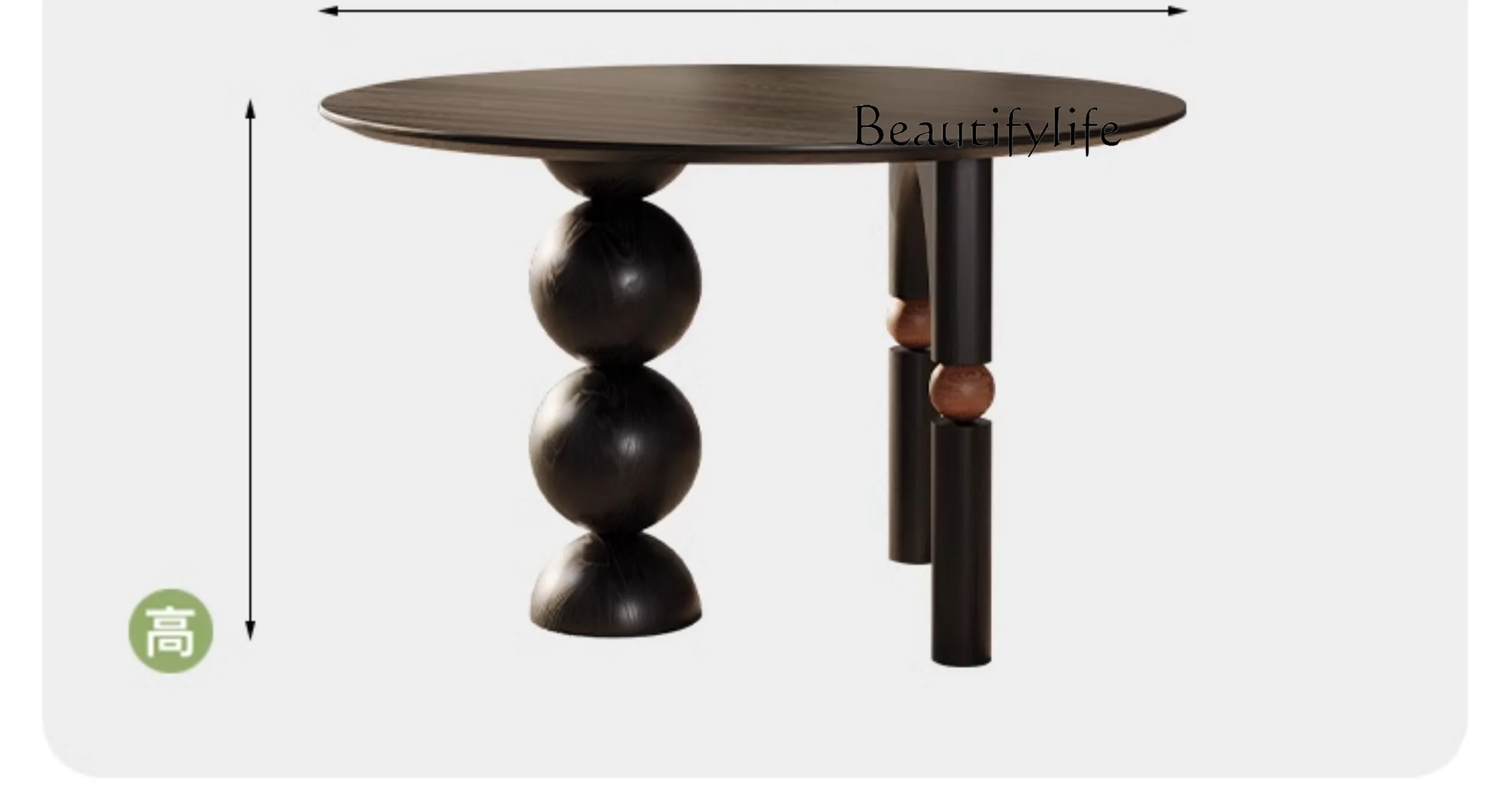 French retro solid wood round dining table home living room coffee table antique simple