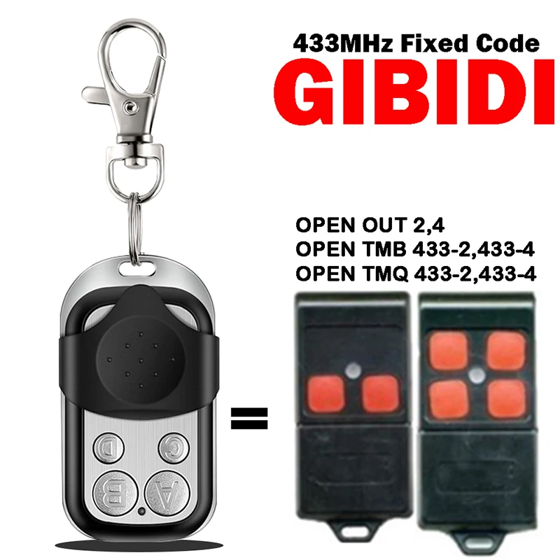 

For GIBIDI OPEN OUT 2 4 TMB TMQ 433-2 433-4 Garage Door Remote Control 433MHz Fixed Code Hand Transmitter Cloner