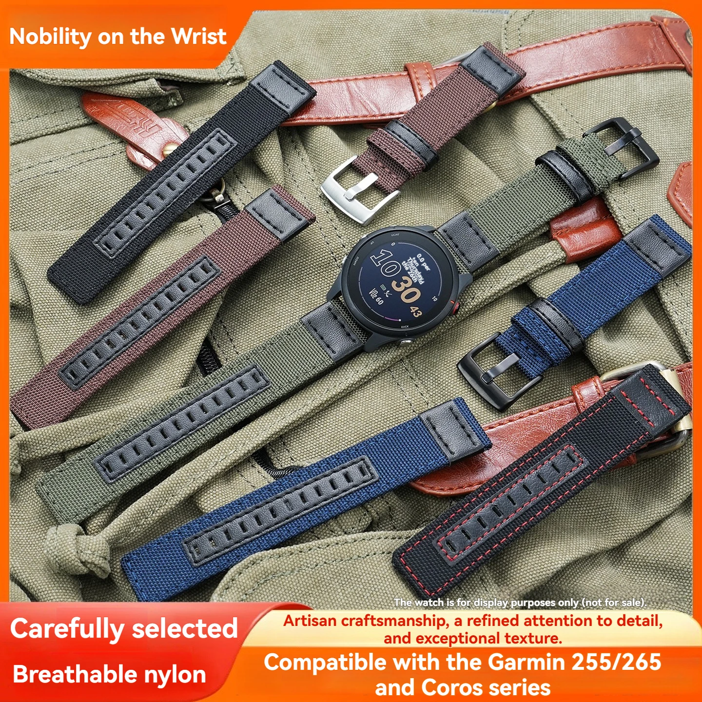 pulseira-de-relogio-de-nylon-respiravel-especial-para-garmin-255-265-coros-acessorios-masculinos-para-esportes-e-lazer