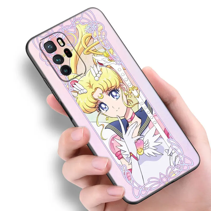 Capa de Telefone de Silicone Preto S-Sailor Moon, Xiaomi Redmi Note 9, 10, 11, 11S, 11T, 12, 13 Pro, 5G Plus, 9S, 10S, 12S