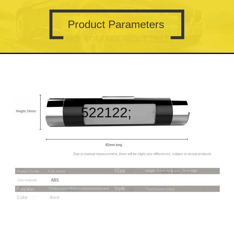 Car Air Outlet Thermometer Electronic Clock Time Led Digital Display Thermometer with Back Luminous Car Supplies