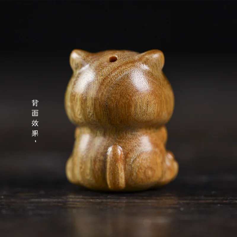 Green Sandalwood Shy Little Tiger Cute Keychain Sandalwood Zodiac Tiger Year Tiger Pendant Accessories Mobile Phone Car Pendant