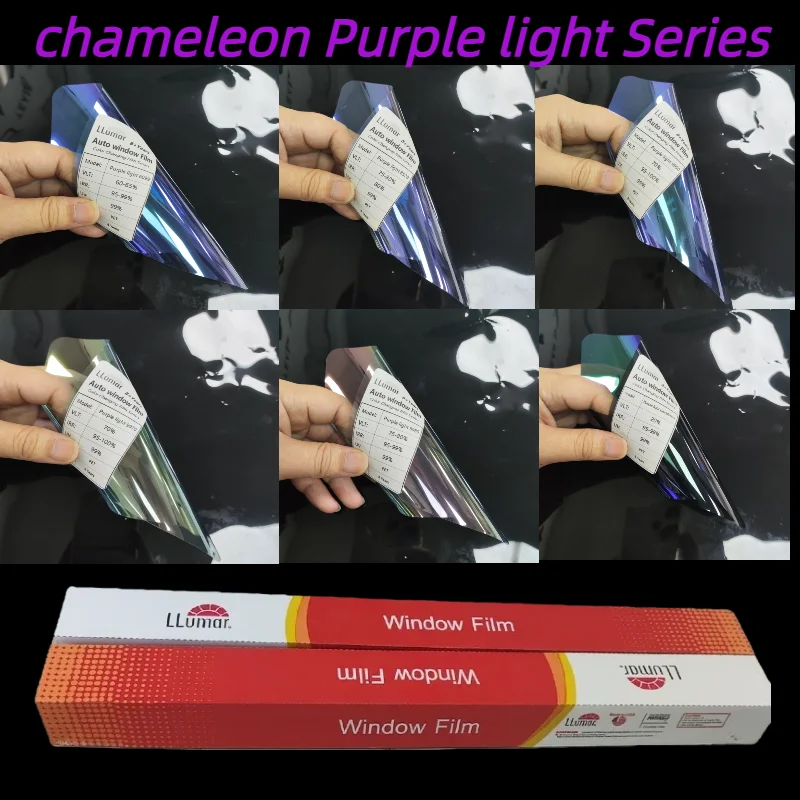 

Premium LLuamr Colorful window Tint Film Chameleon Purple Series Nano-Ceramic IRR 99% UV 99%, High Heat Rejection Non-Fading