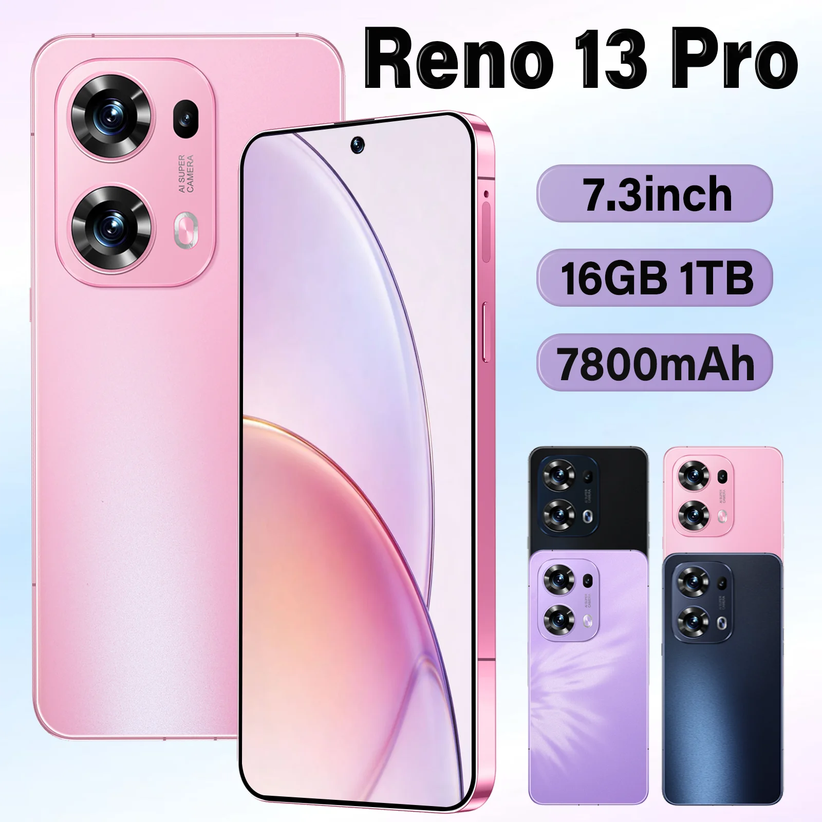 

2026 Mobile phone cases are used for Reno 13 Pro Global Version 7.3''HD Cell Phones Original Android 7800mAh 2TB Smrat