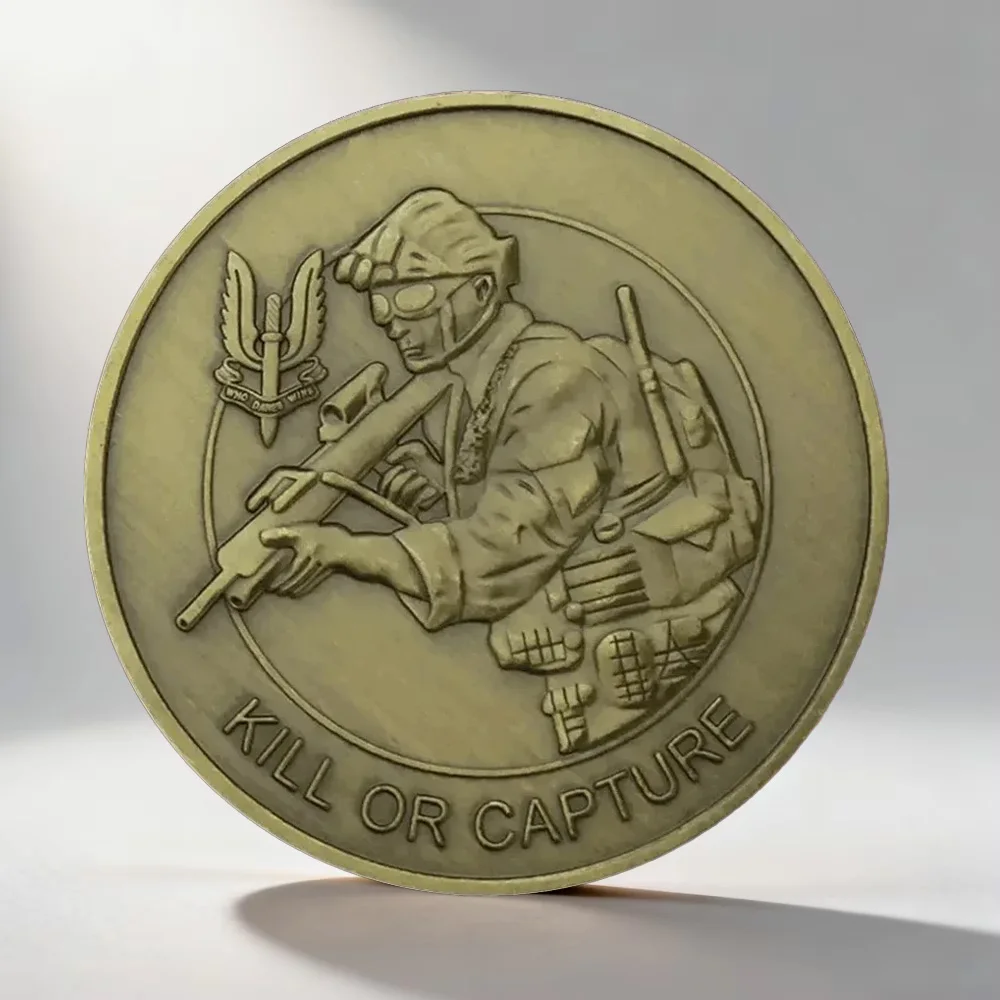 Kill or Capture Army Special Air Service Bronze Plated Souvenir Coin Who Dares Wins Military Veteran Collectible Coins