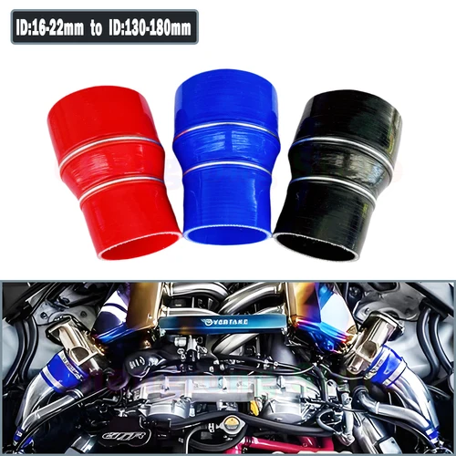 Imagen 2 del producto Manguera de tubo de silicona Universal para coche, acoplador de tubo de entrada Turbo, reductor recto, conector grande a pequeño, negro, azul y rojo