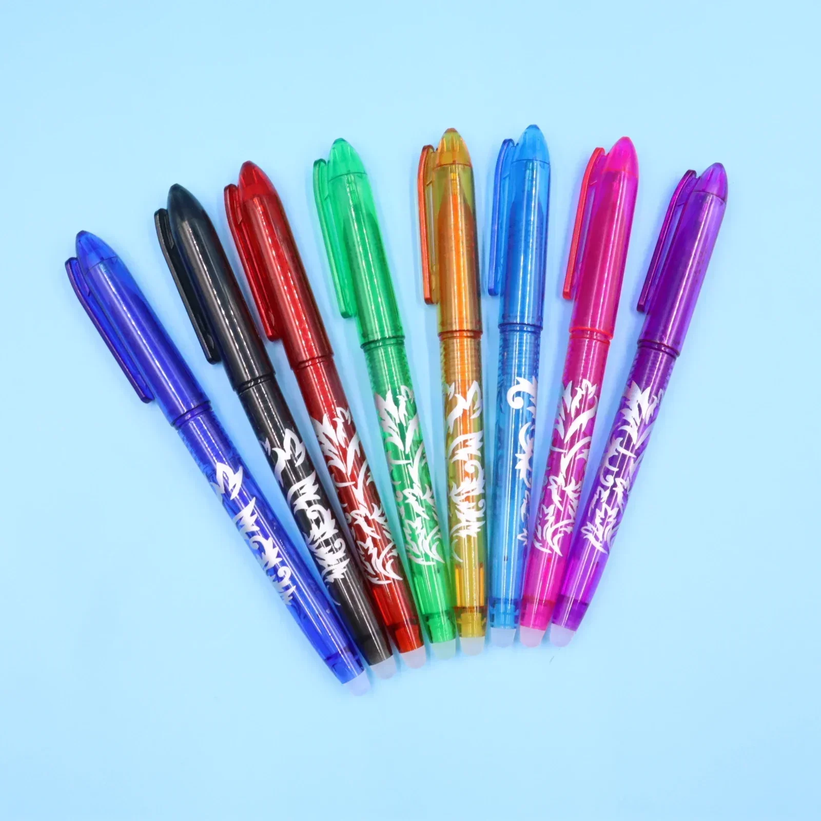 8 Stück mehrfarbige löschbare Gelstifte mit 0,5 mm Spitze, Malerei, Schreiben, Zeichnen, Schule, Schwarz, Blau, Rot, Rosa, Orange, Grün, Lila, Hellblau – Detail 3