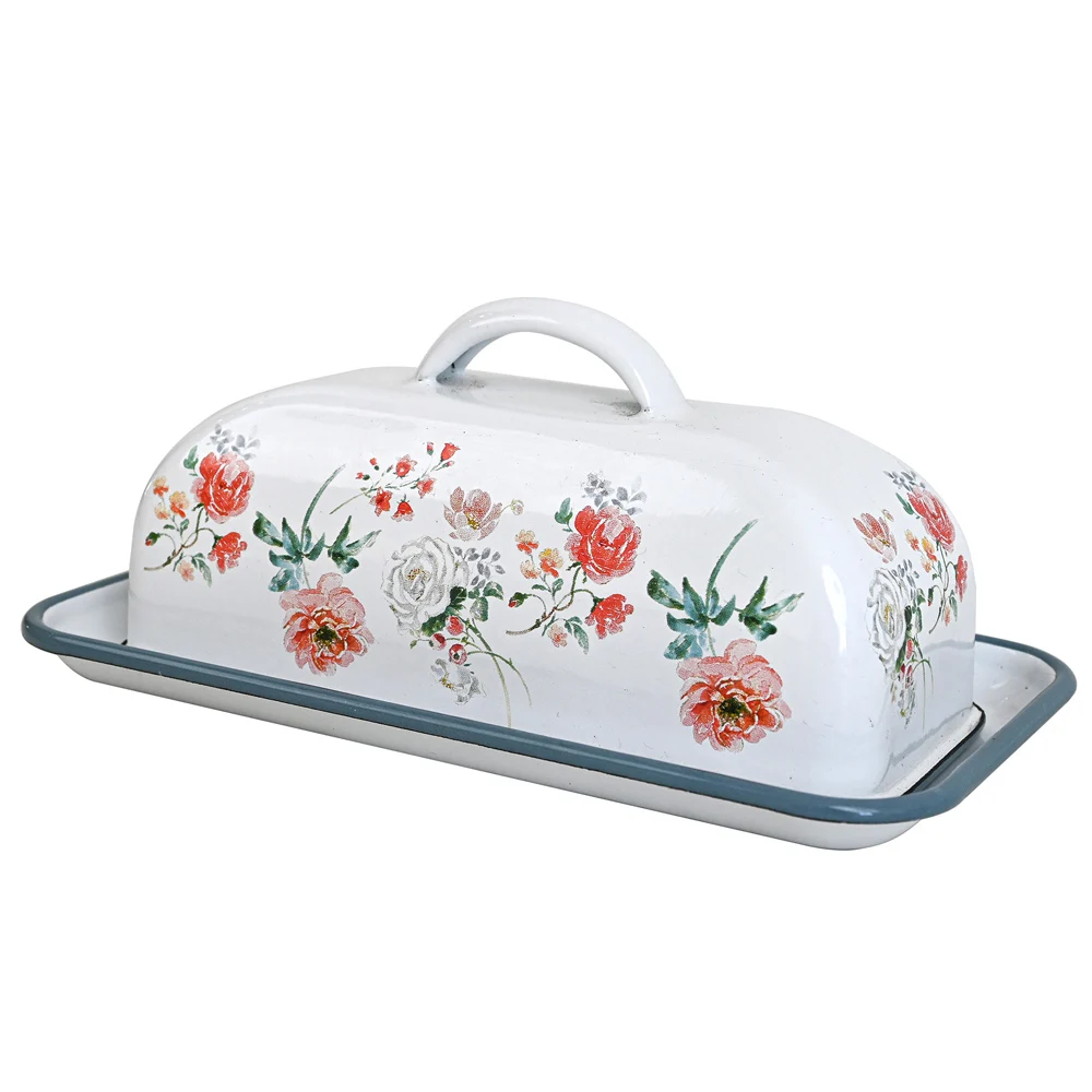 Metal Butter Dish With Cover Applicable To Workbench Non-Damable Container Retro Darmhouse Style Dishes