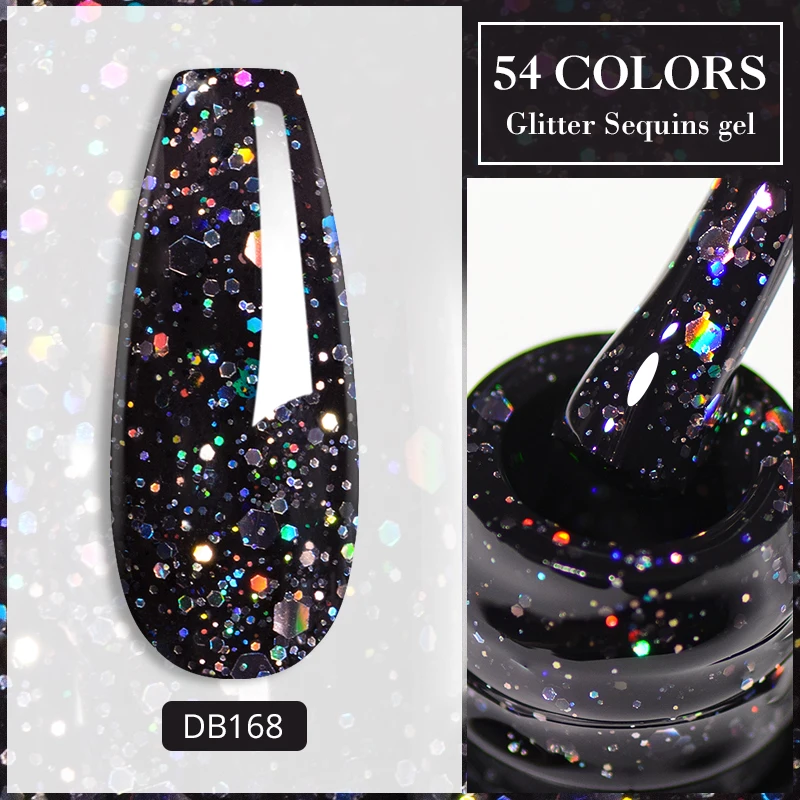 Mtssii 6ml Red Holographic Glitter Gel Nail Polish Autumn Sparkling Sequins Gel Varnishes Soak Off UV LED Varnish Nail Art