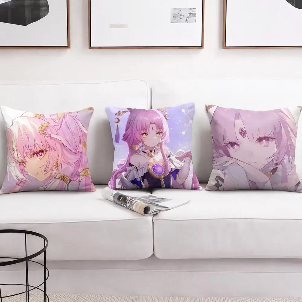 Honkai Star Rail Fu Xuan Cushion Cover Short Plush Soft Double-Sided Printing Pillow Case Cozy Sofa Bedroom Home Decor Gift