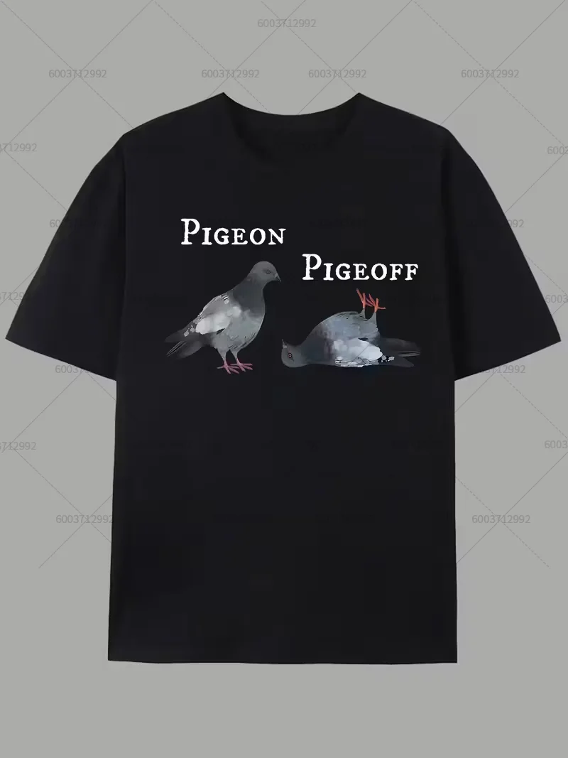 Vintage Pigeon Print T-shirt Men Women Streetwear Harajuku Oversize Loose Short Sleeve Top Dove Cotton Blend Hip Hop Tee
