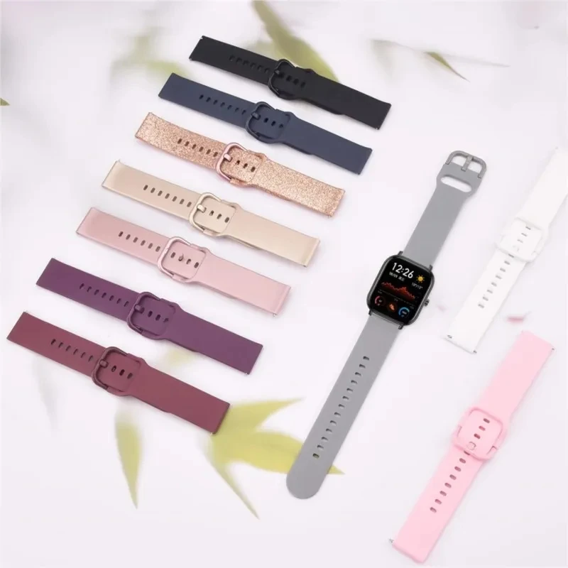 20mm/22mm band For Amazfit GTS/4/2/2e/3 GTS2 Mini/GTR 4/3/Pro/47mm/GTR2/2e/stratos 2/3 Silicone Bracelet Amazfit bip watch strap