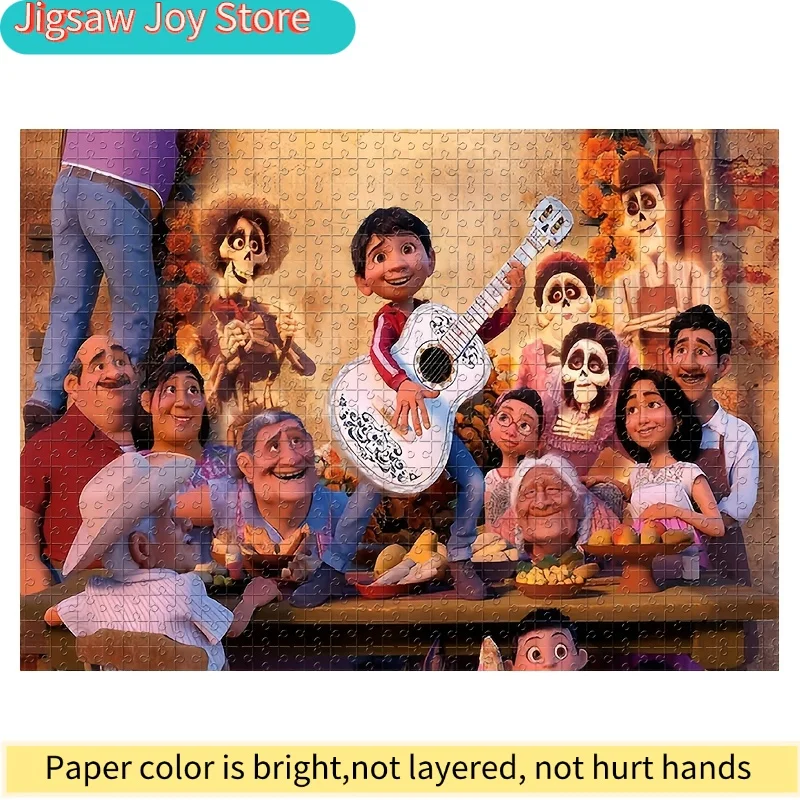 1000 pièces de puzzles en mosaïque faits à la main avec des personnages de dessins animés de 'Coco', parfaits pour le Jour des Morts et Halloween. Ces