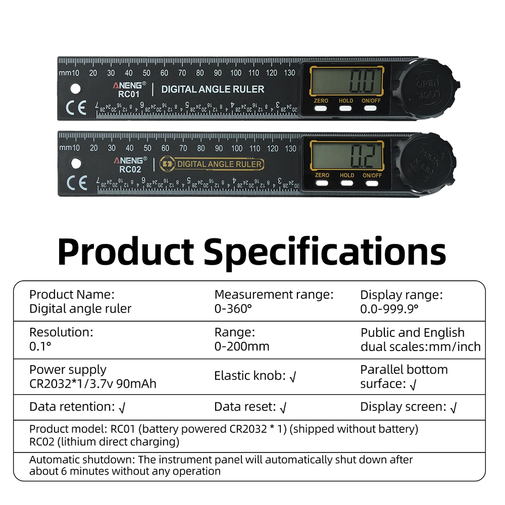 ANENG Hochpräzisions-360 ° Digitaler LCD-Winkelmesser, Winkelfinder, Holzbearbeitungswerkzeuge für Rauminspektion und -messung – Detail 1